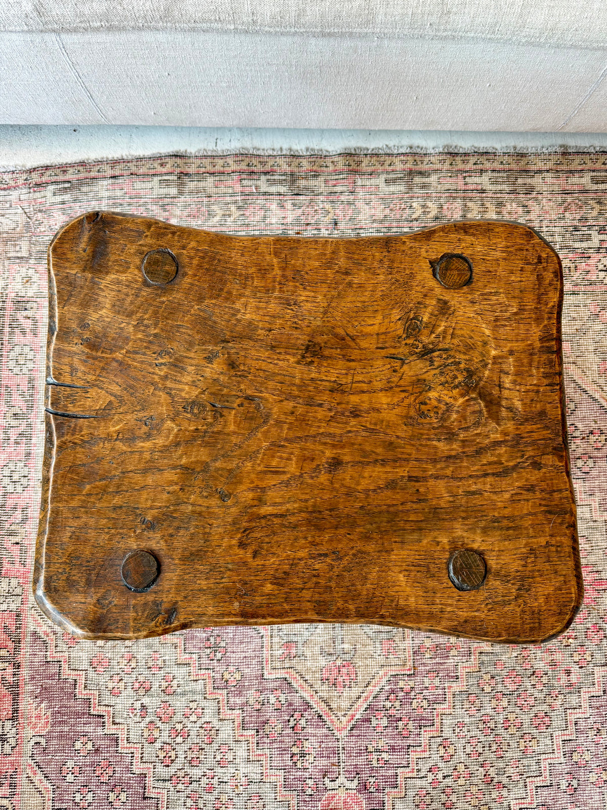 Spanish Hand-Carved Oak Side Table