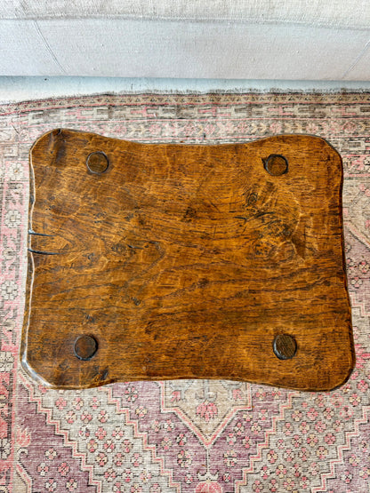 Spanish Hand-Carved Oak Side Table