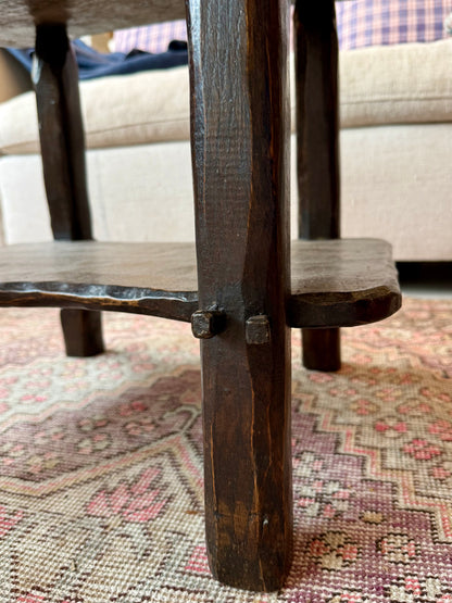 Spanish Hand-Carved Oak Side Table