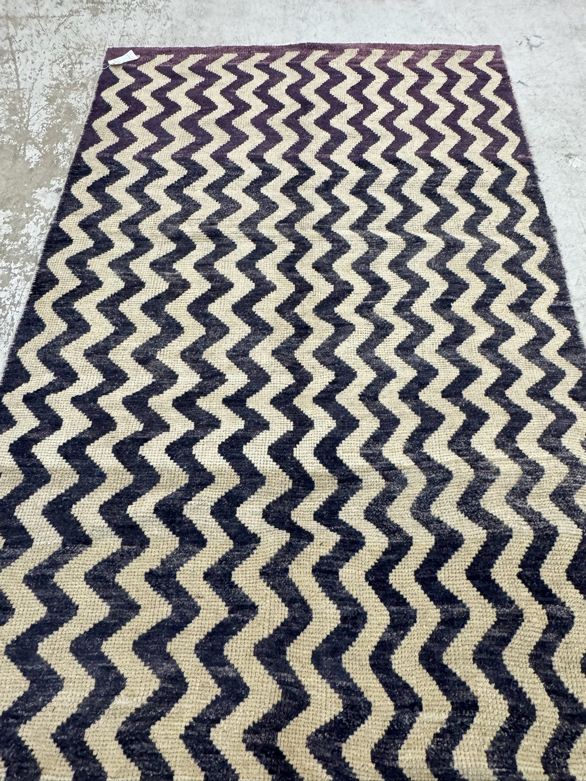 Vintage Small Turkish Rug in Soft Ivory & Blue
