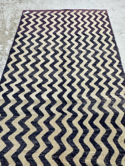 Vintage Small Turkish Rug in Soft Ivory & Blue