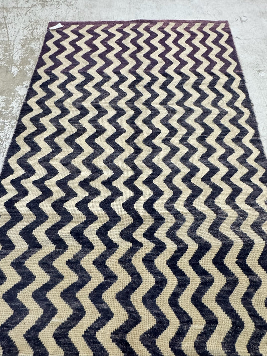 Vintage Small Turkish Rug in Soft Ivory & Blue