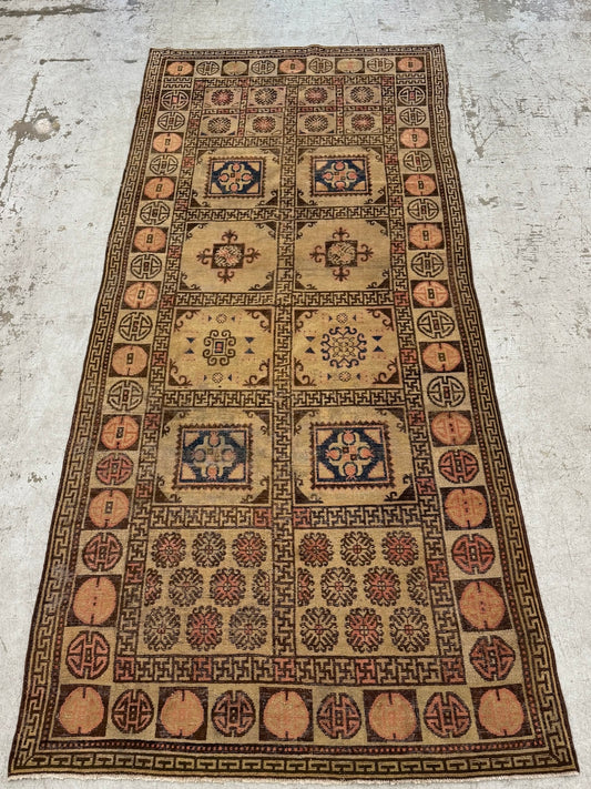 Vintage Medium Khotan Rug in Neutrals & Terracotta