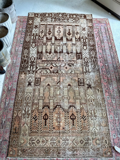 Vintage Small Khotan Rug in Taupe