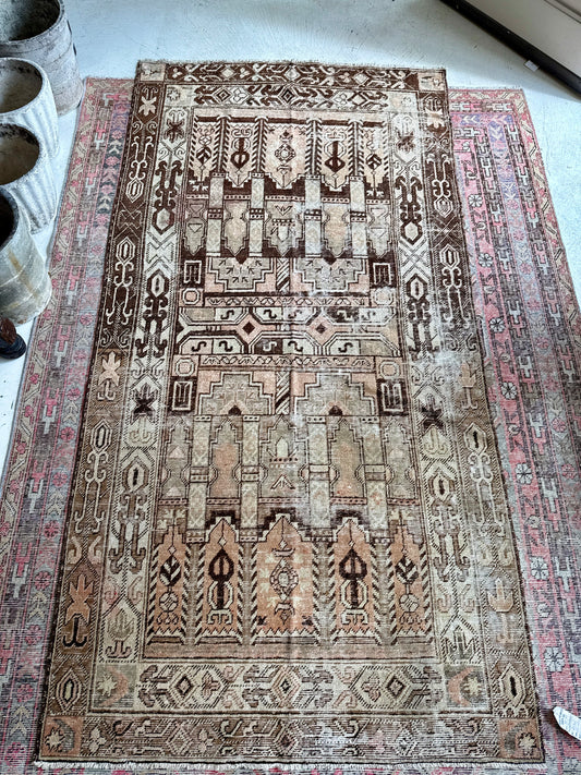 Vintage Small Khotan Rug in Taupe