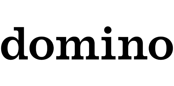 Black 'domino' logo on a white background