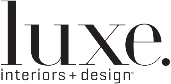 Logo of 'luxe interiors + design' on a white background